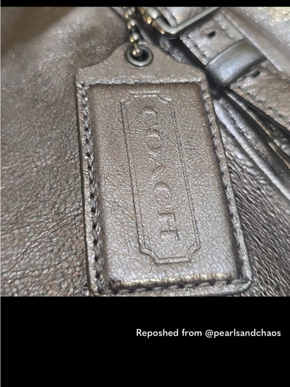 Coach Silver Leather Satchel Handbag - Picture 3 of 9